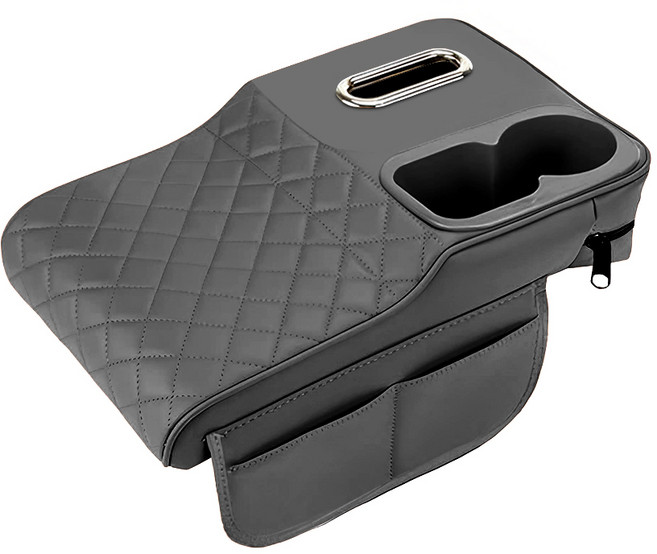 차빛 자동차 콘솔쿠션 팔걸이 수납함 티슈케이스 컵홀더, 1개, 어반그레이