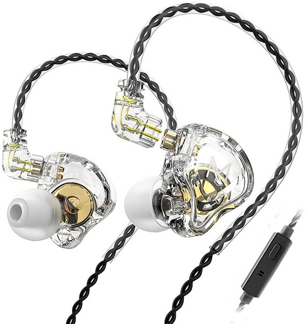 FEDAI TRN MT1 인이어 모니터 이어버드 10mm 합성 마그네틱 다이내믹 드라이버 탈착식 C 핀 0.75MM 타입-C 케이블 마이크 포함 블랙, With Mic_투명, 투명