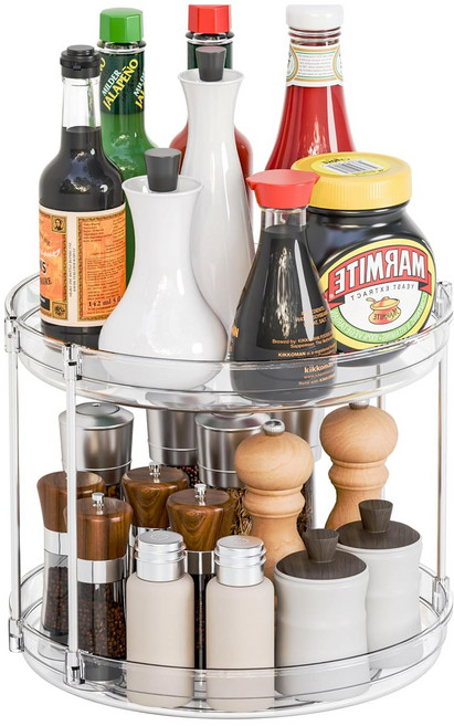 2단 다기능 회전식 수납 선반, 1개, 투명한