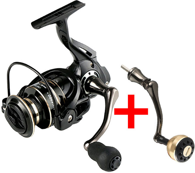 초중급자용 쓸만한 스피닝릴+파워핸들 바다 민물 원투낚시릴 루어낚시릴, 파워핸들 대형 골드+, NX6000