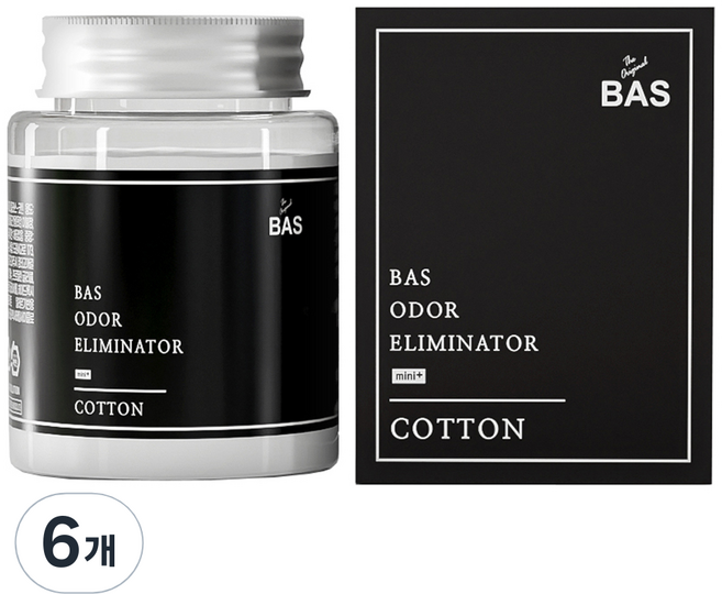 BAS 미니 플러스 생활 탈취제 코튼향 본품, 160g, 6개