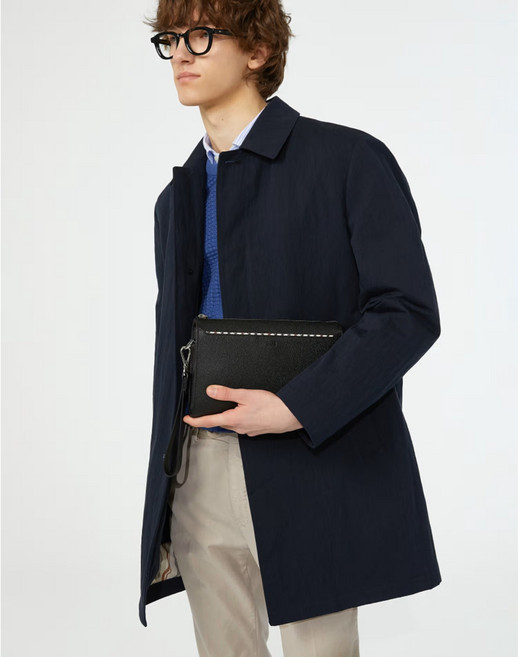 닥스 남성가방 닥스 블랙 체크배색 소가죽 클러치백(선물포장+쇼핑백증정)