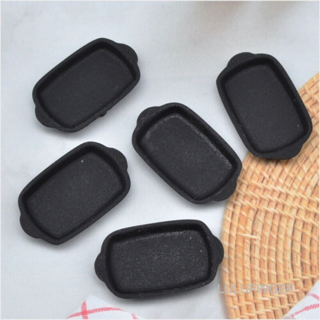 [룰루핑거] 미니어쳐 사각 쟁반 검정 2.2x3.7cm (5개입), 없음