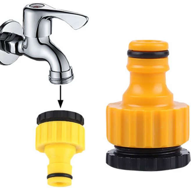 수도꼭지 물호스 커넥터 숫 나사탭, 1개, 엘로우