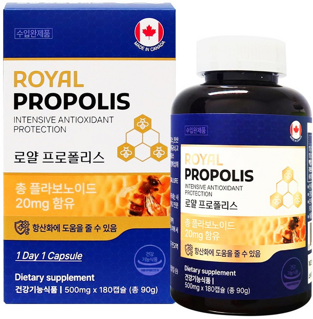 바디피스 프로폴리스, 캐나다 직수입 로얄 180캡슐 6개월분, 1개, 180정