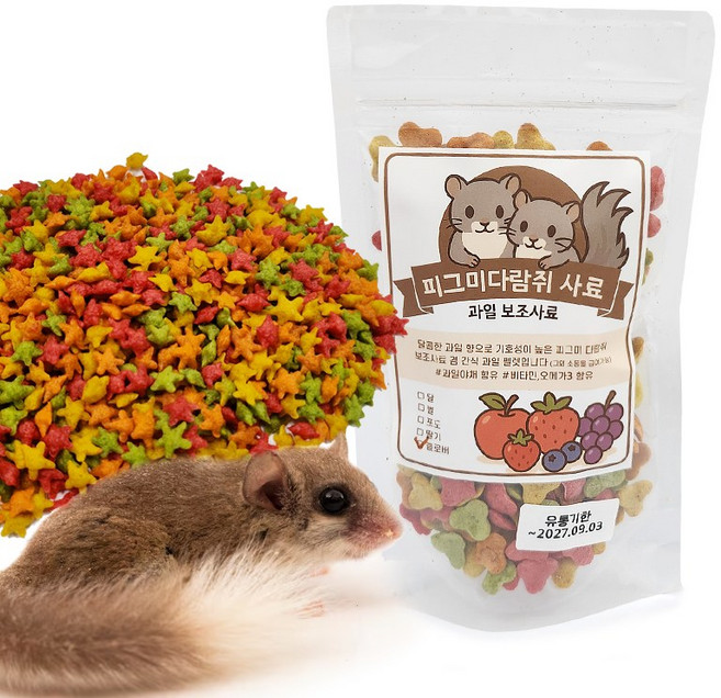 도치퀸 과일펠렛 피그미다람쥐 사료 별 모양, 1개, 50g