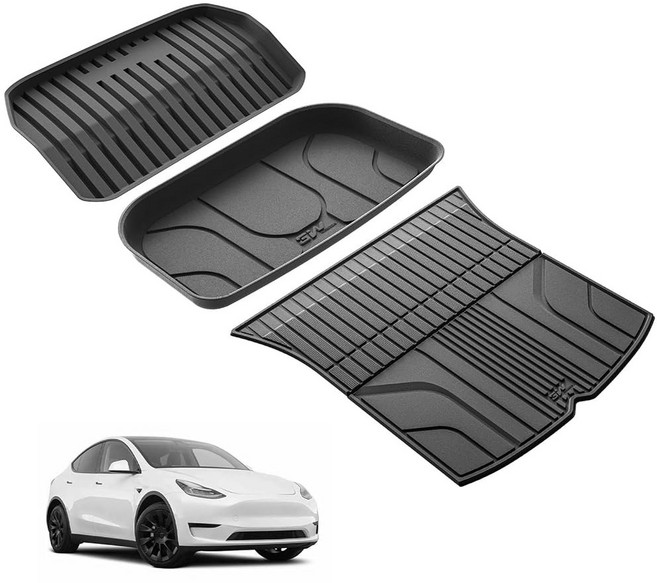3W 2025 2026 Model Y 주니퍼 카고 매트 앞뒤 트렁크 매트 라이너 미끄럼 방지 TPE 모든 날씨 액세서리 포함, 8 2) Model Y 20-24|3PCS Trunk