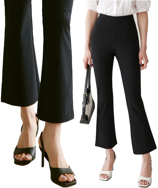 빅빅몰 [국내생산] 55~120 쿨 구김적은 밴츄리 쿨 세미 부츠컷 히든 밴딩 아이스 스판 슬랙스 여성 빅사이즈 바지