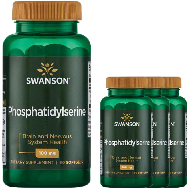 Swanson 斯旺森 磷脂醯絲胺酸軟膠囊 100mg, 90顆, 4罐