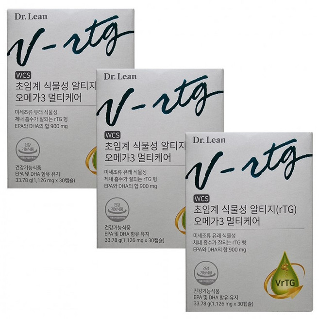 초임계 rTG 식물성 오메가3 멀티케어 닥터린 30캡슐 알티지 3박스, 1개