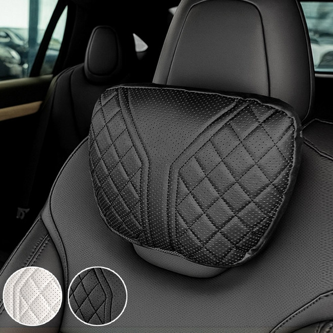 벤비아믹스 테크 목쿠션 테슬라 나파가죽 목베개 헤드레스트 쿠션 모델3 모델Y 모델S 모델X 사이버트럭 00824, 1개, 블랙