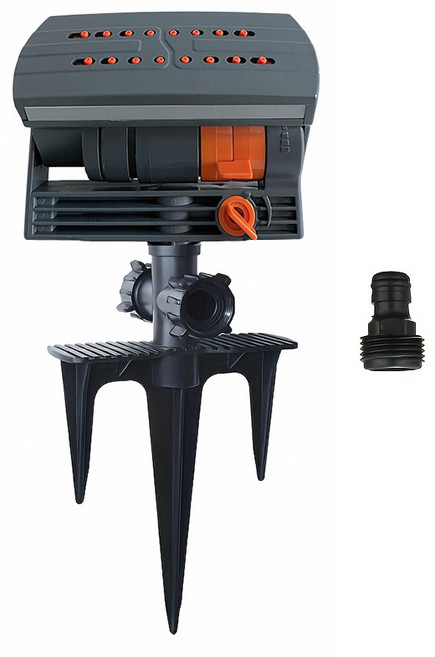 HK sell 메카줌 터보 잔디 16홀 무빙 스프링클러, 땅꽂이형, 블랙, 1개