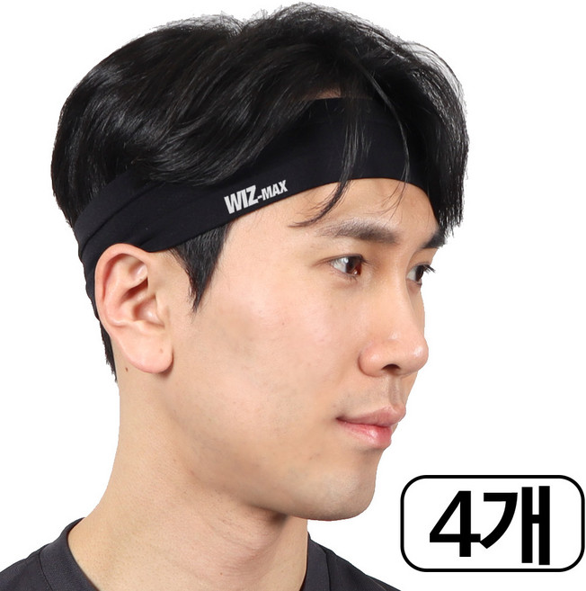 위즈모아 라이트 쿨 헤어밴드 4P, 블랙, 4개