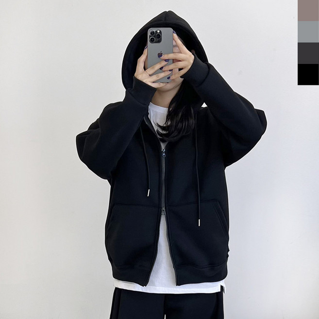 [JHQSYBG9_51IB]오버핏 투웨이 기모 양털 후드 집업