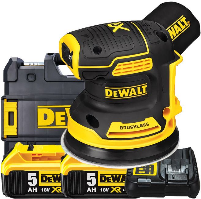 디월트공식대리점 DCW210P2 20V 무선 원형 샌딩기 전동 사포 샌더 샌더기 세트, 1개