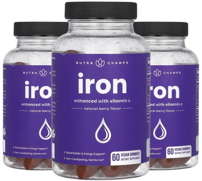 뉴트라챔프 철분 irn 비타민C 천연 베리 비건 구미젤리 60개 2+1, 뉴트라챔프 철분 irn 비타민C 천연 베리 비건 구미젤 - 쿠팡