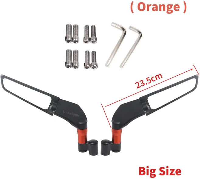 오토바이백미러 야마하 바이크 오토바이 미러 윈드 윙 사이드 백미러 야마하 MT-07 MT07 MT03 MT-03, 07 Orange Big-Mirror