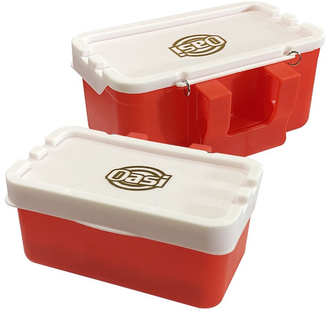 오아시 / 케미 하드 미끼통 / 다양한 색상 / 크릴 새우 청갯지렁이 참갯지렁이 민물 새우 떡밥 등에 적합한 미끼통, 1개, 오아시 레드