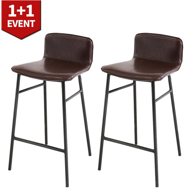 THEJOA 지니바체어 1+1 홈바체어 높은 빈티지 아일랜드 식탁 의자, 지니바체어-브라운 1+1, 지니바체어-브라운, 2개