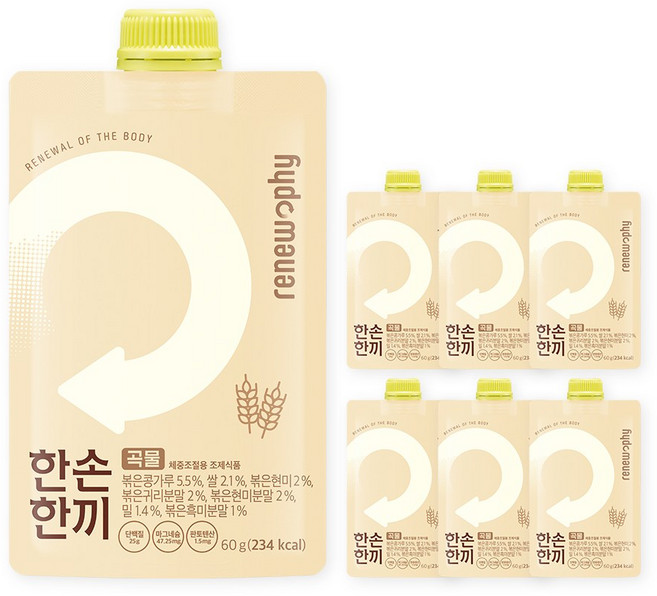 한손한끼 단백질 쉐이크 파우치 프로틴 식사대용, 60g, 7개