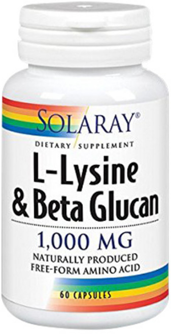 Solaray 左旋離胺酸β-葡聚糖膠囊 1000mg, 60顆, 1罐