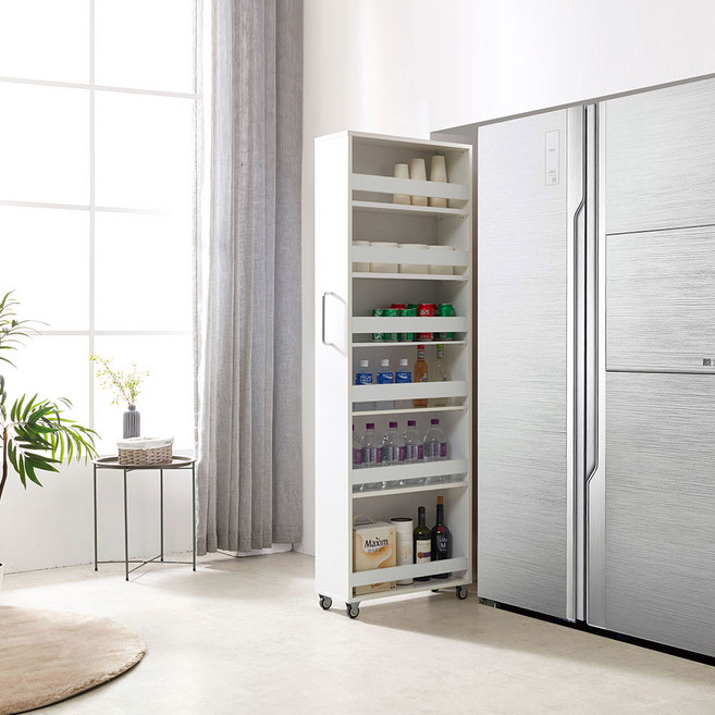 해해동동 루이스 300 틈새장 수납장 슬라이딩 주방수납장, 루이스 높은 틈새장 300, 화이트