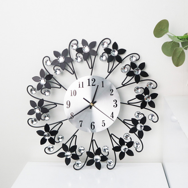 뷰티풀먼데이 플로럴 크리스탈 블루밍 무소음 벽시계