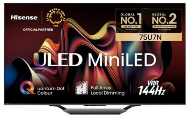 HISENSE 4K ULED Mini LED 스마트TV, 191cm(75in), 75U7N(4K ULED), 스탠드형, 방문설치