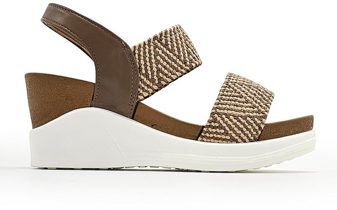 국산 여성 가벼운 7cm 웨지힐 밴딩 스트랩 샌들 여름 발편한 통굽 라탄 신발 키높이 바캉스 슈즈