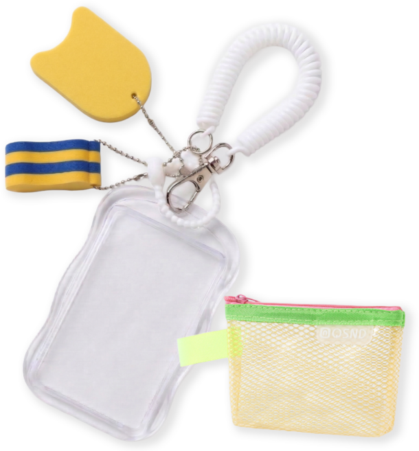 [글램띵] 수영인이라면 참을 수 없는 수영카드 케이스 백참 키링, 1개, 옐로우스위머