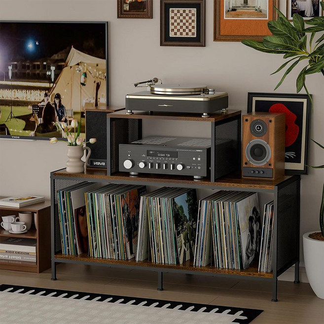 오디오 선반 진열 테이블 lp 인테리어 다용도 장식대, 블랙