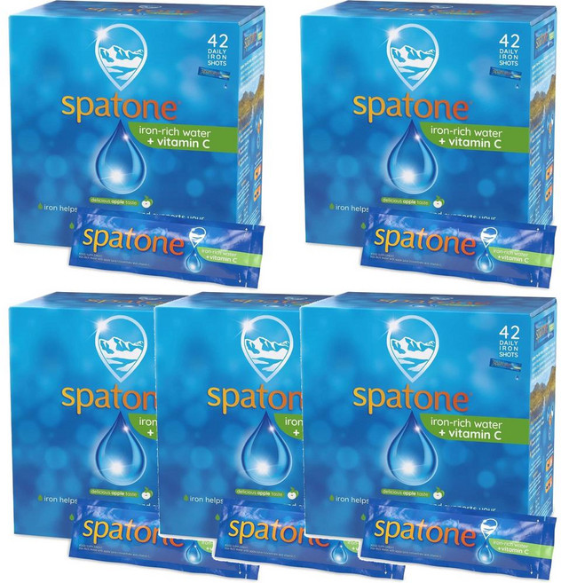 Spatone 스패톤 천연 철분 파우치 비타민C 사과맛, 5개, 1.05L