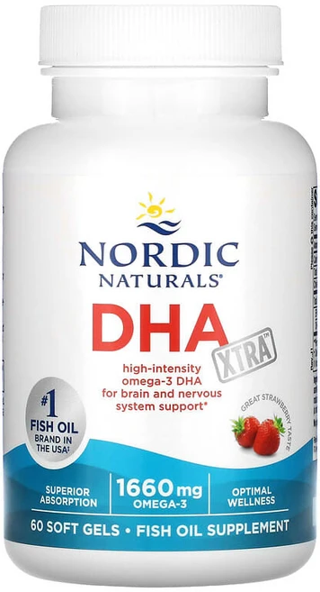 Nordic Naturals DHA Xtra 딸기 맛 소프트젤 60정, 1개 - 쿠팡