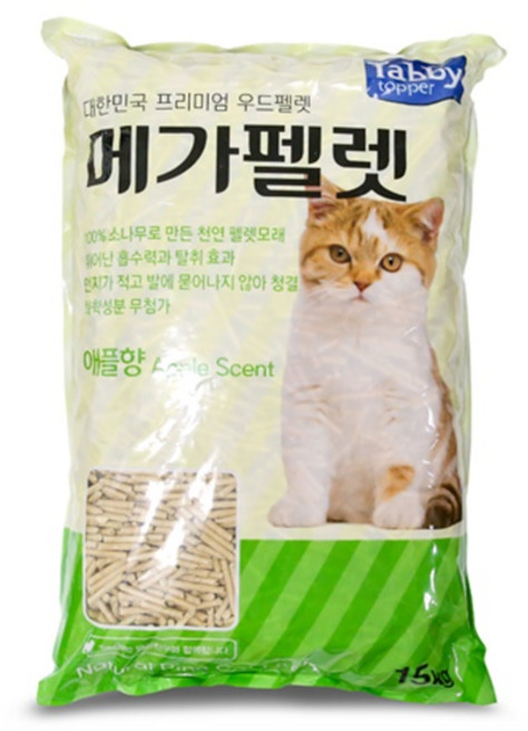 테비토퍼 메가펠렛 우드펠렛 고양이모래, 애플향, 15kg, 1개