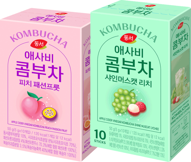 동서 애사비 콤부차 피치패션프룻 10T+샤인머스캣리치10T