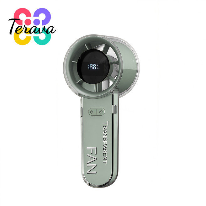 Terava 휴대용 미니 선풍기 LED 충전핸드풍기 캠핑 실내 아웃도어용, 그린, P320