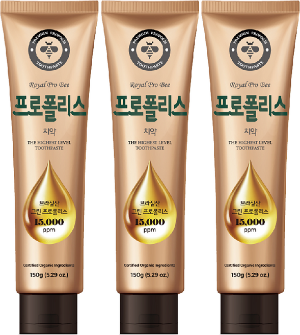 36년 금호덴탈제약 프로폴리스 치약 150g (브라질산 그린 프로폴리스 15 000ppm) 구강상쾌 충치예방 치주질환 예방, 3개