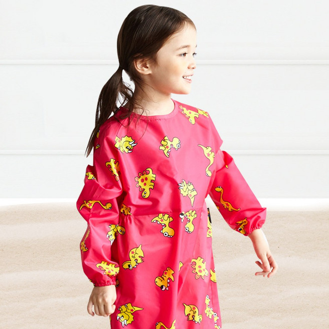 엘리몽 아기 전신 미술가운, 디노 핑크