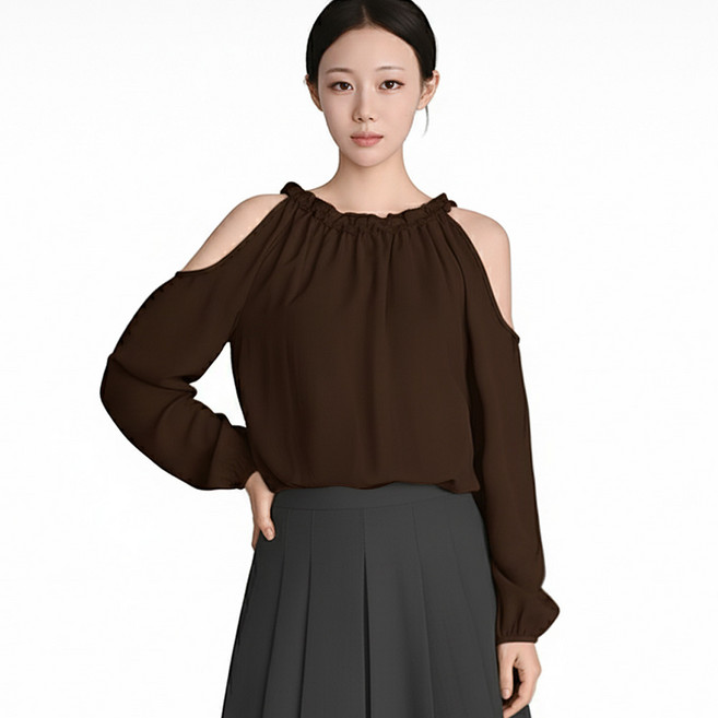 클레이스 컷아웃 숄더 블라우스