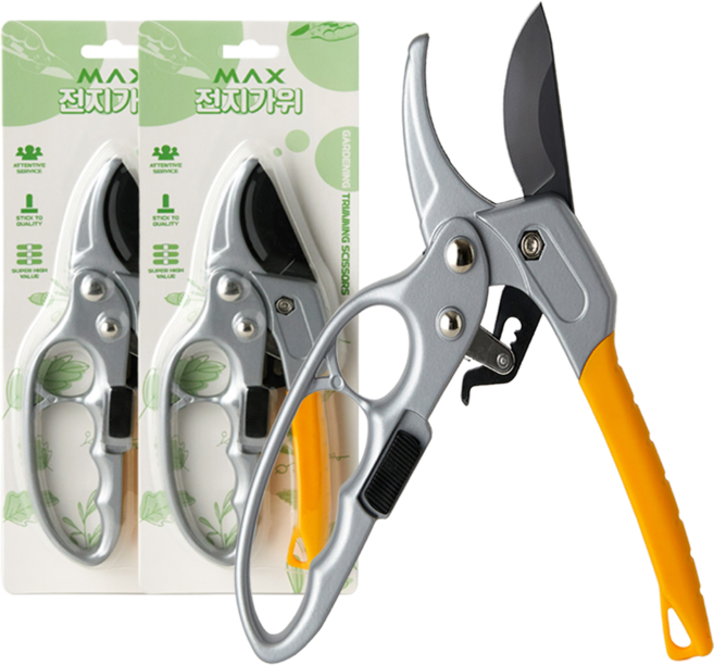 맥스 전지가위 정원 나무 가지치기 꽃꽂이 조경 원예가위 1+1, 2개