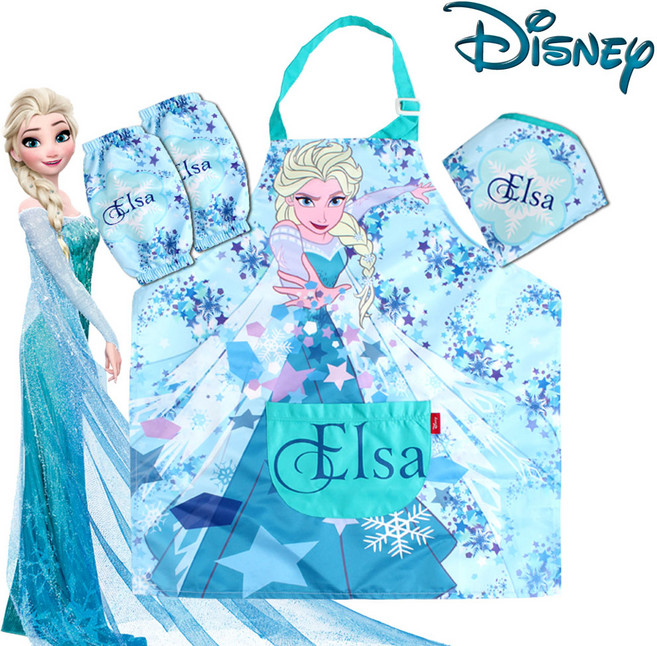 유아/아동/방수/어린이집/캐릭터/엘사 앞치마 세트