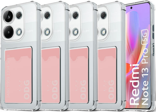 샤오미 레드미 노트 13 PRO 5G 카드 수납 포켓 투명 범퍼 케이스 4개