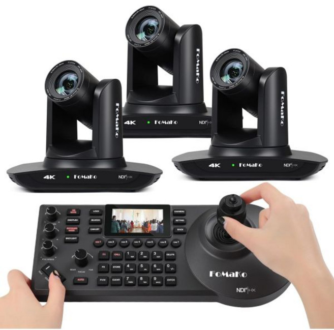 교회 라이브 스트리밍 및 교육용 FoMaKo 4K 30배 NDI PTZ 카메라 30배 광학 줌 PoE KC608 Pro NDI PTZ 컨트롤러블랙 K30NSX3KC608 Pro, 교회 라이브 스트리밍 및 교육용 FoMaKo 4K 30
