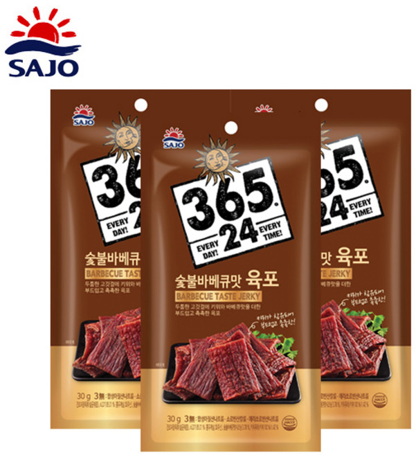 삼육오점이사 숯불바베큐맛 육포, 30g, 3개