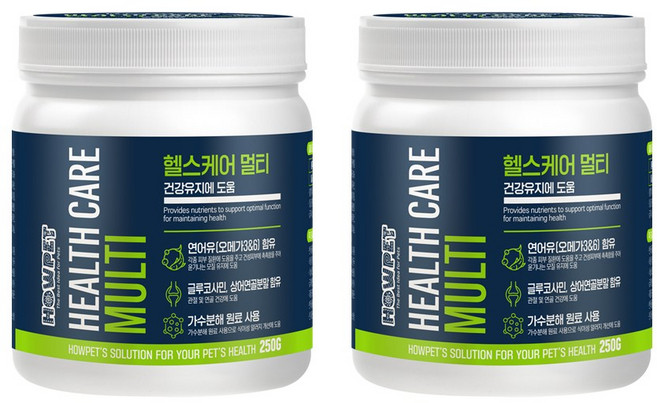 하우펫 헬스케어 멀티 종합 강아지 영양제 250g x 2개 알러지예방 피부질환 관절건강 연골보호, 종합영양제, 250정