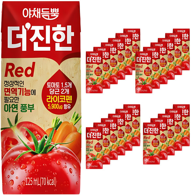 롯데칠성음료 야채듬뿍 더진한 레드, 125ml, 24개