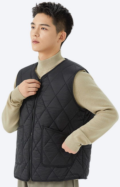 바르가 남자 겨울 패딩 베스트 기모 안감 조끼 따뜨사한 경량 퀼팅 데일리 레이어드