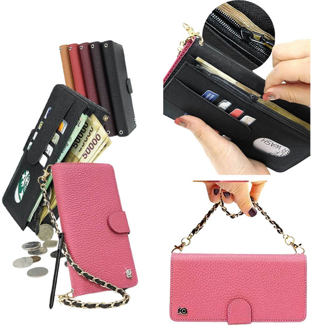 갤럭시 퀀텀5 A55 SM-A556S 맞는기종 천연소가죽 (니로미) 손목스트랩 포함 (볼케이) 지퍼방식 카드지폐 동전 수납 휴대폰 케이스