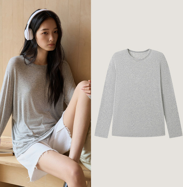 스토리원 여성 프리미엄 울 텐셀 실크 스티치 티셔츠 WM-FWWT037