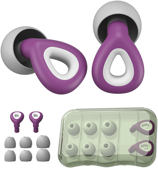 소음 제거 귀마개 음소거 수면 청력 보호 수영 방수 실리콘 풀 사이즈 귀마개., 퍼플, 1개